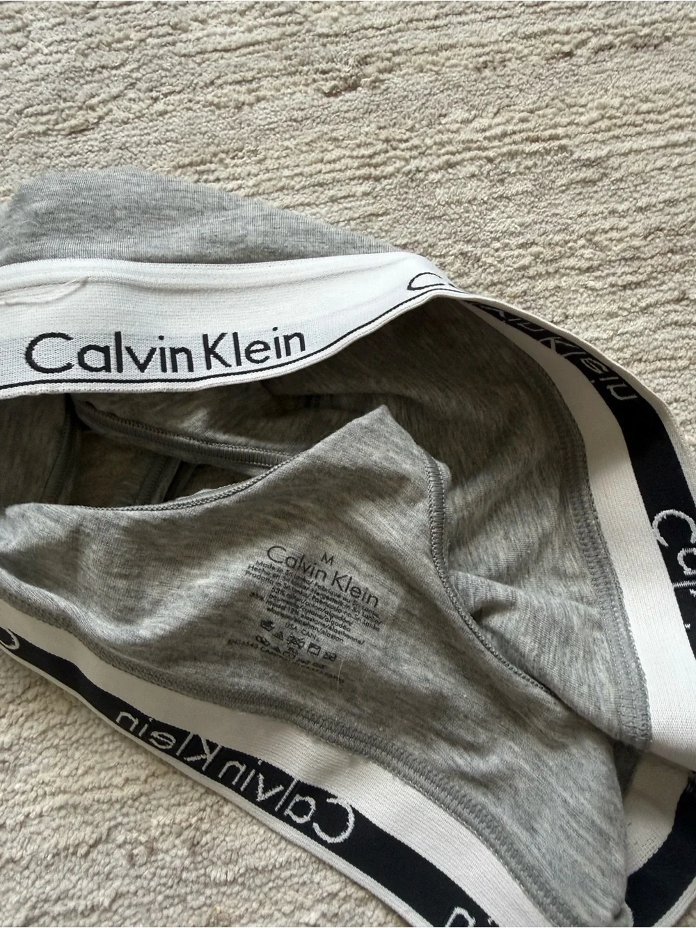 Calvin Klein Grey Racerback Sports Bra with Logo Underband